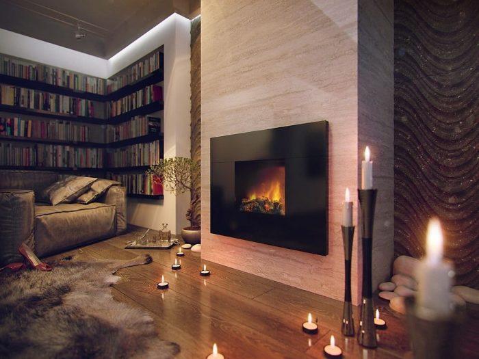 Камин в гостиной в доме: дизайн в современном и классическом стилях, фото интерьеров